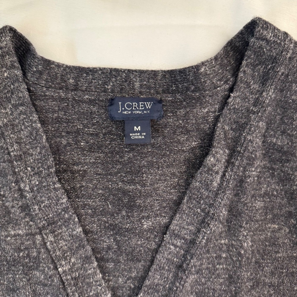 J.Crew Womens Wool Linen Blend Cardigan Sweater Charcoal Gray Style - Picture 10 of 11